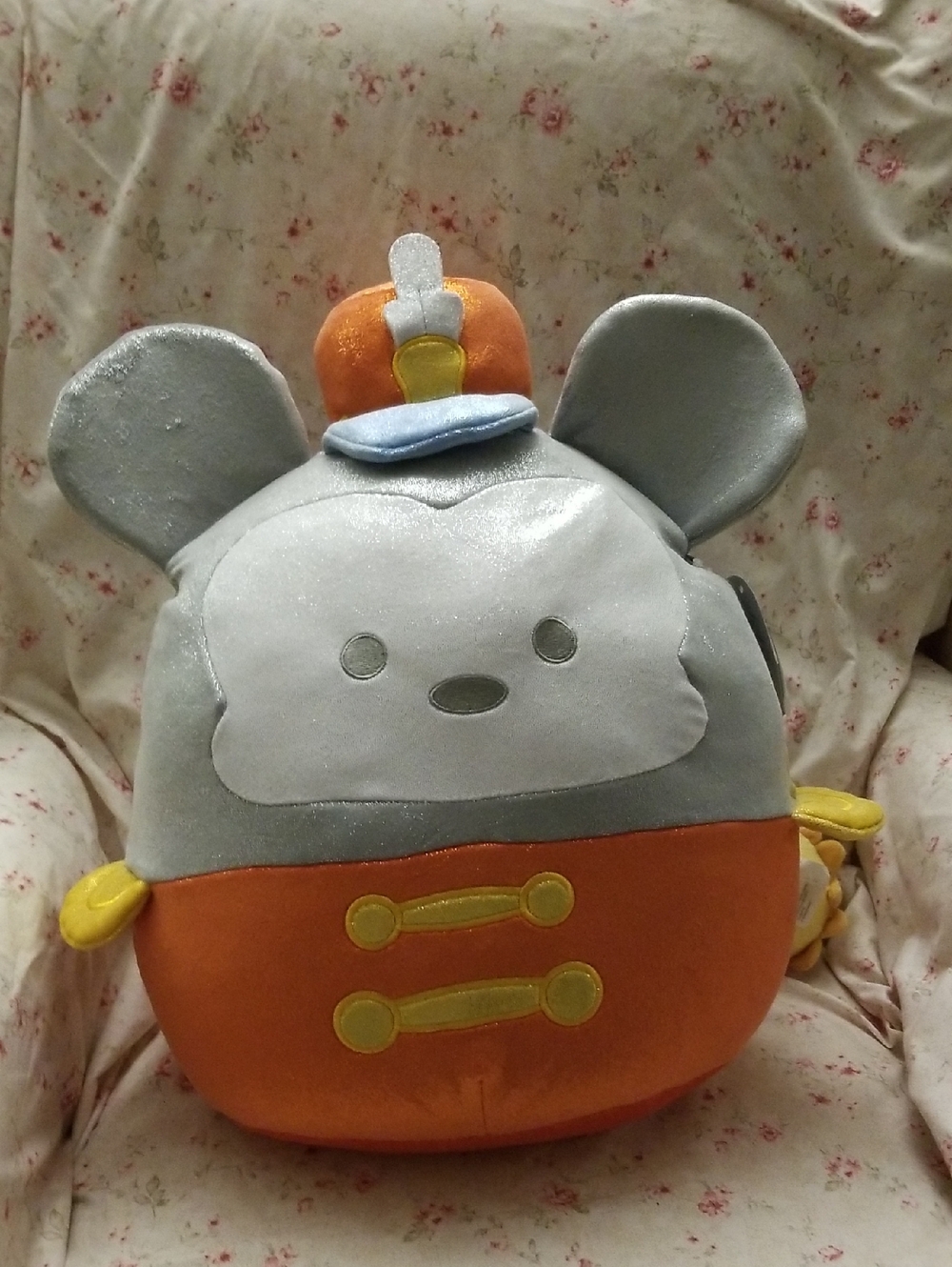 Disney Gray  Mickey  Mouse  Squishmellows Orange Plush with Yellow Accents